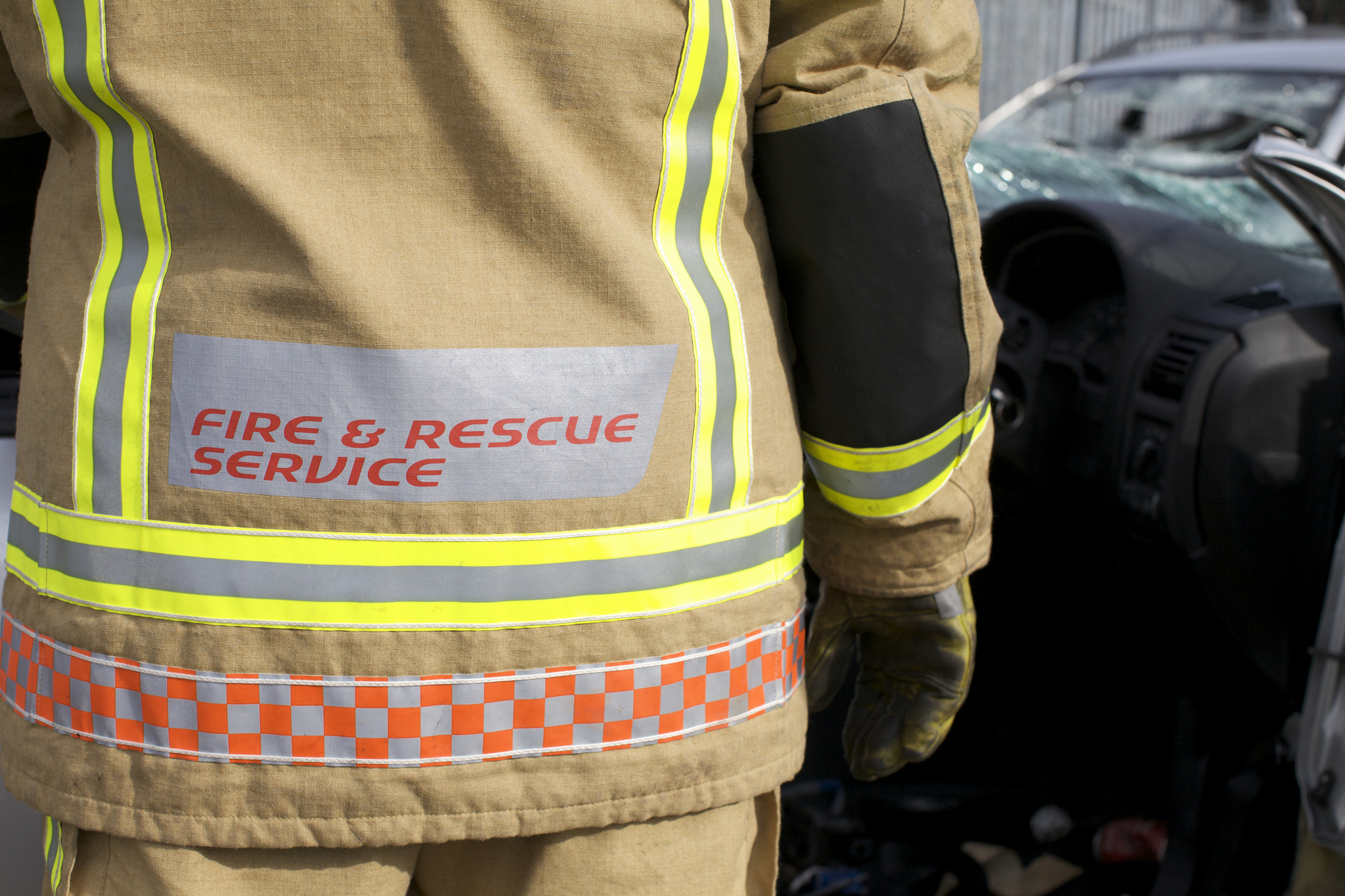 back of firefighter in uniform