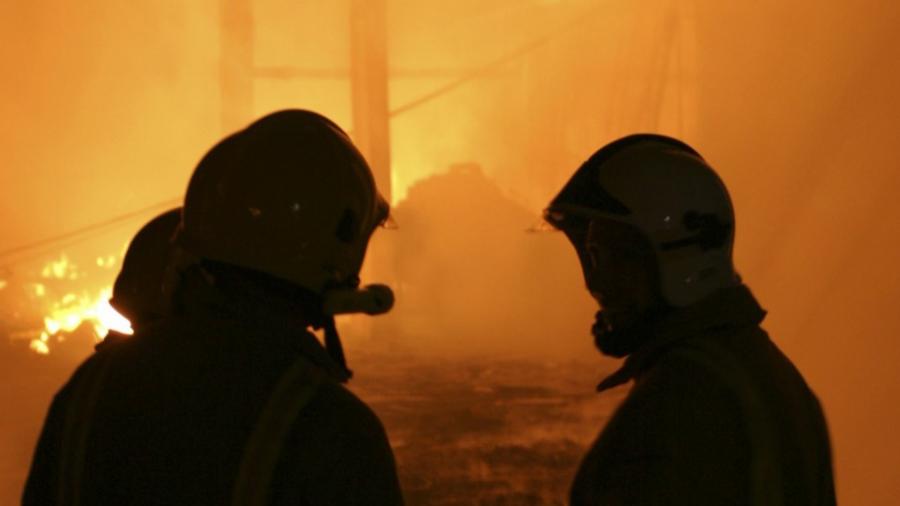 2 firefighters blaze orange