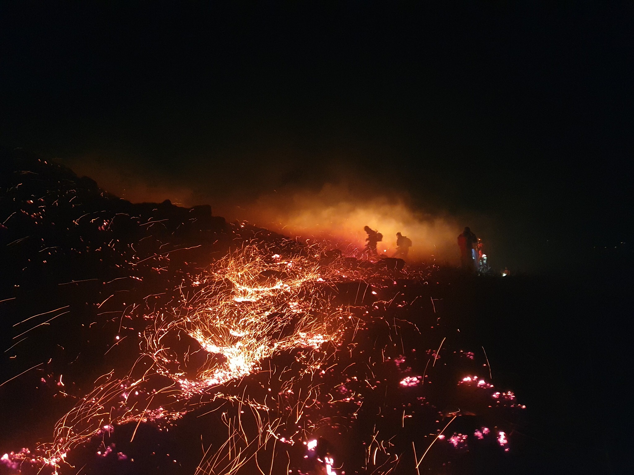 Large wildfire in the dark