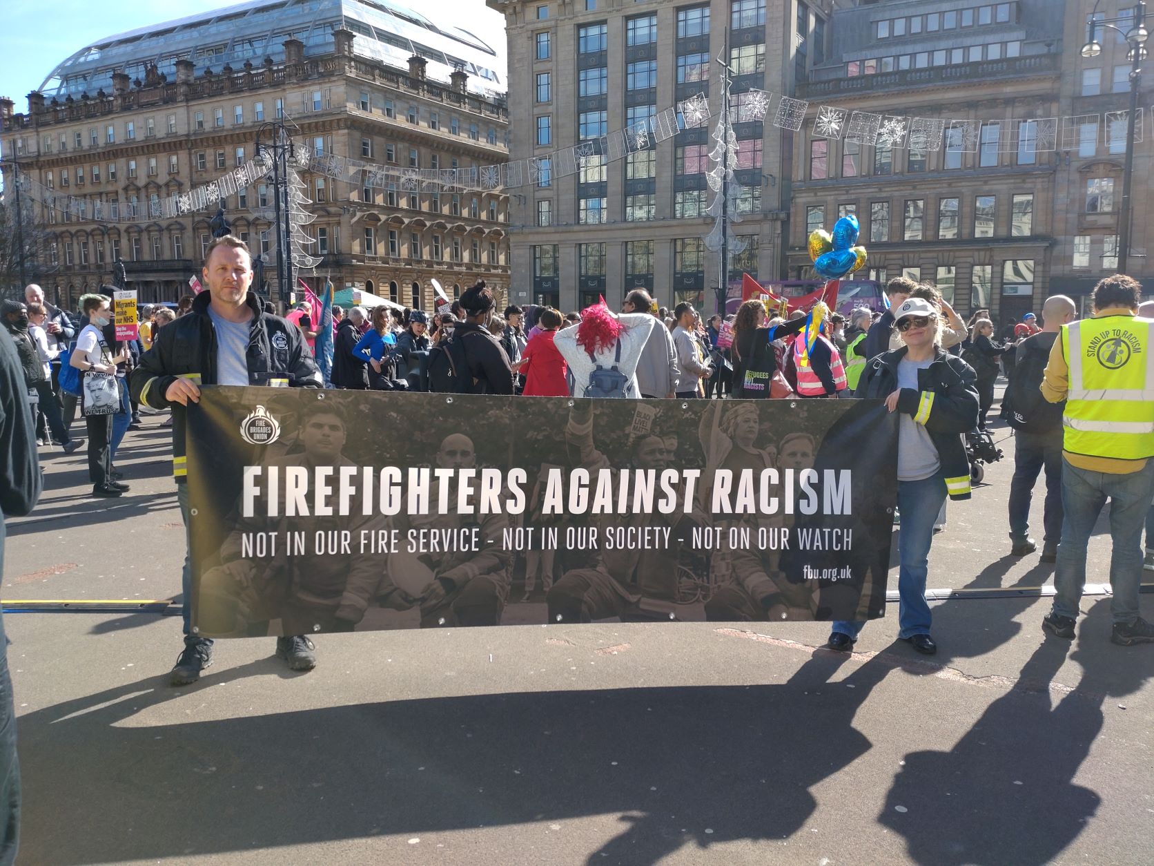 Stand up to racism demo Glasgow March 2022 