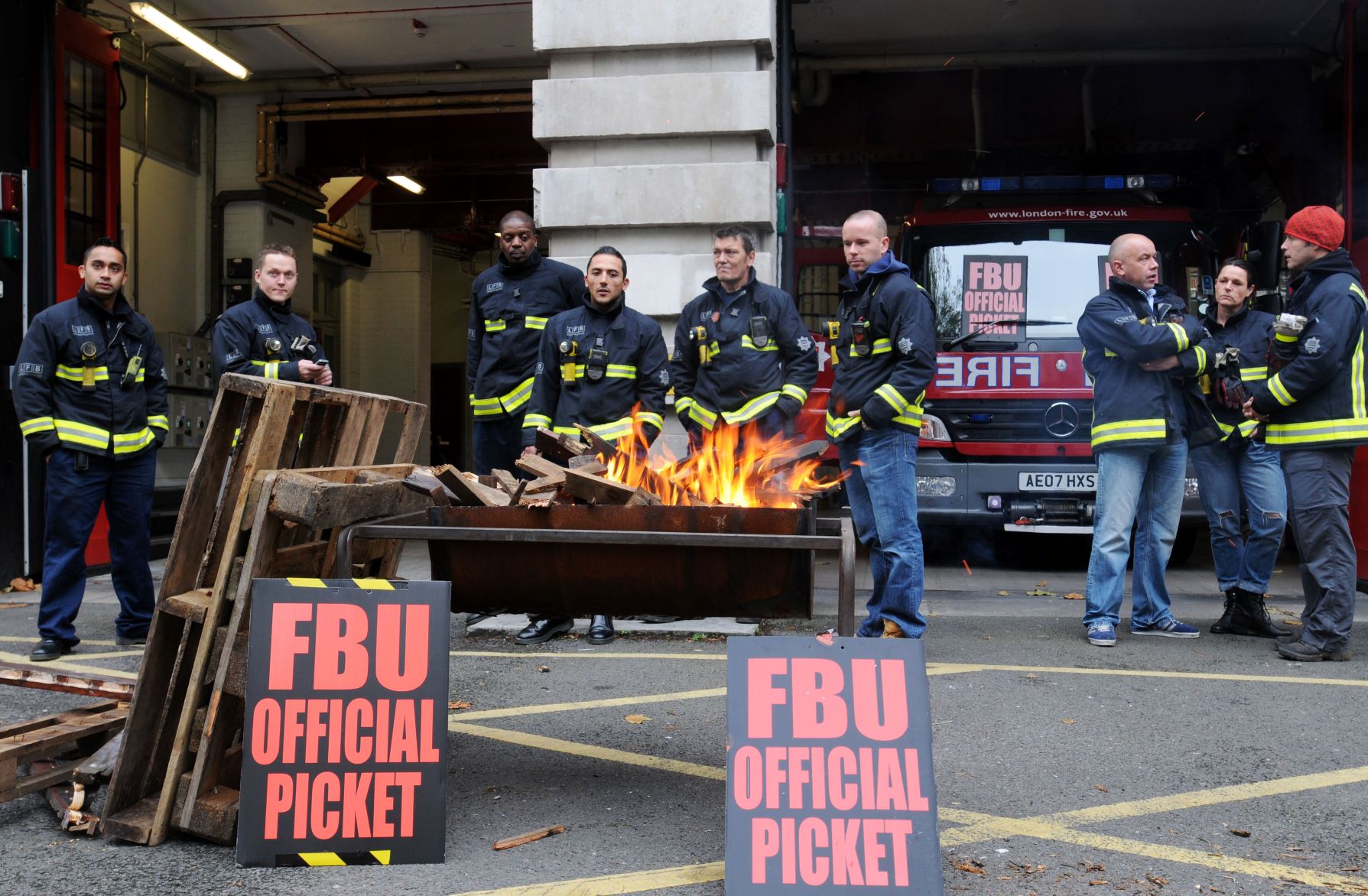 London fire station picket line 2010