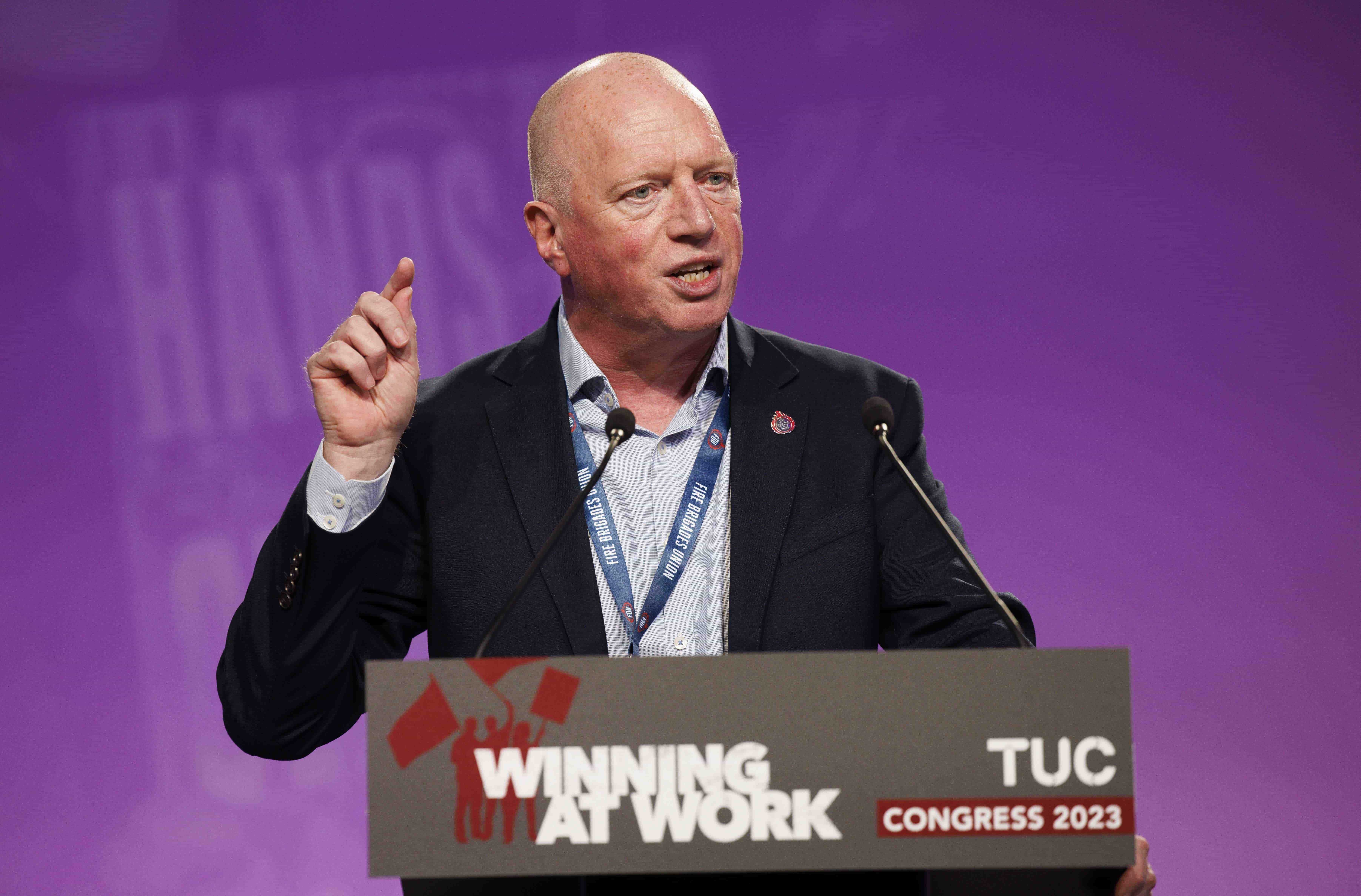 Matt Wrack speaking at TUC Congress 2023. Mark Thomas photographer