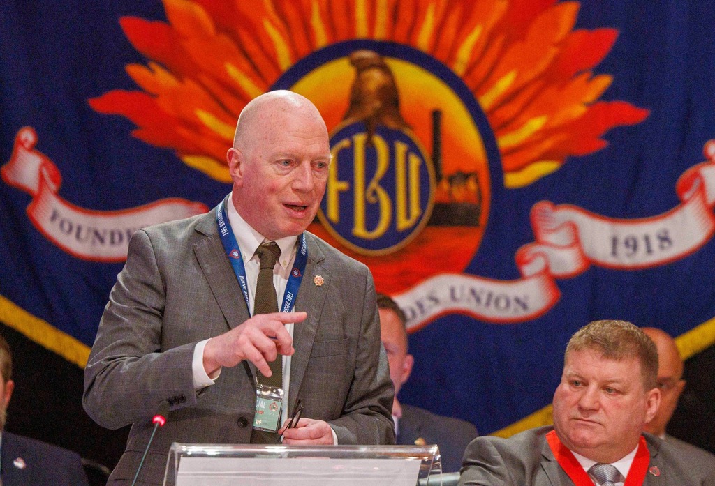 Matt speaking at FBU conference 2024 closeup