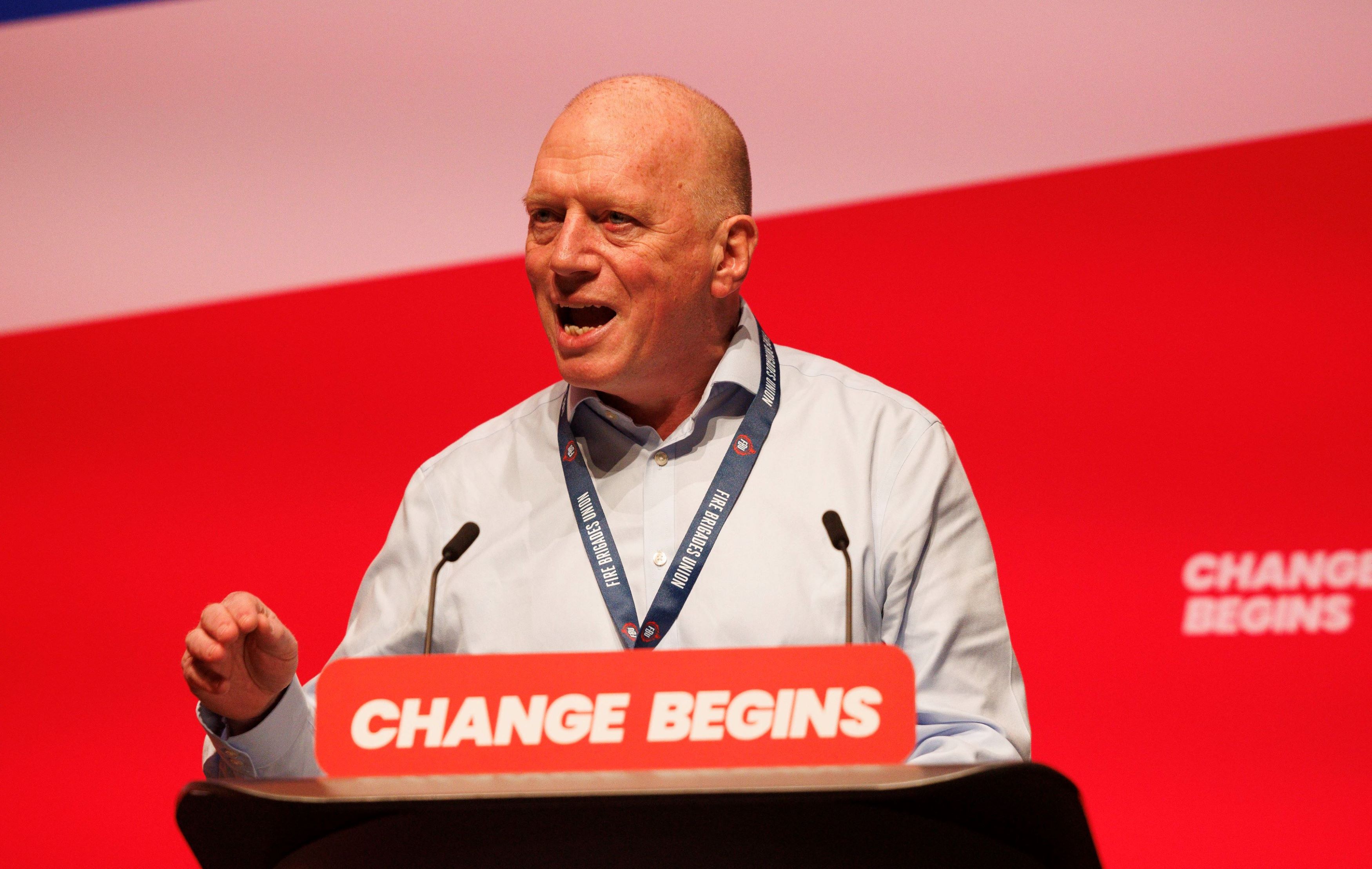 Matt wrack speaking at Labour conference podium