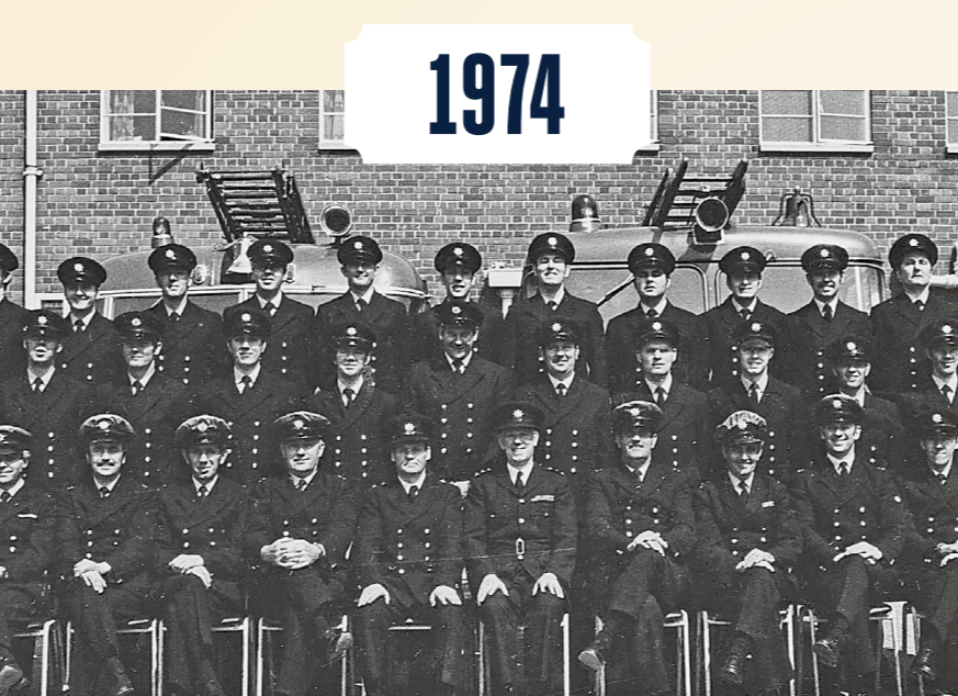 Trainee firefighters in 1974