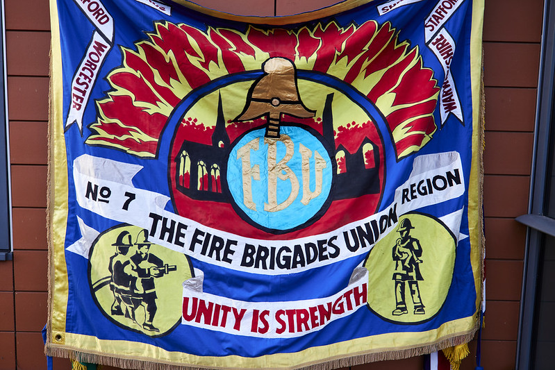 The FBU's banner at the unveiling