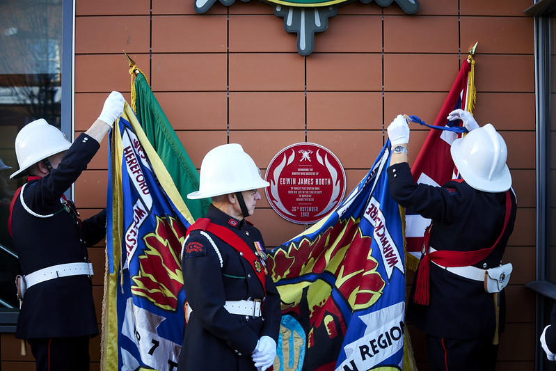 The plaque being unveiled