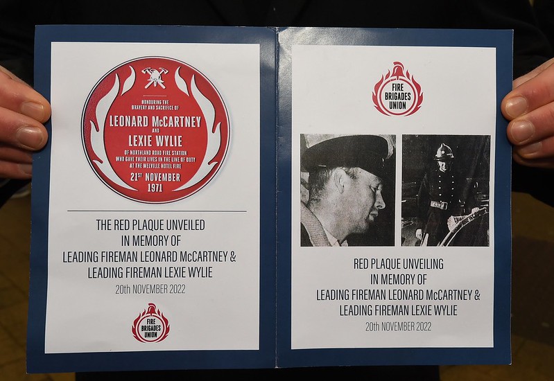 Order of the service for the plaque unveiling