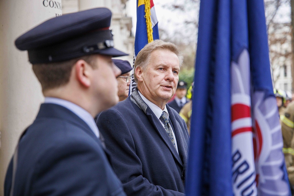 Andy Dark, FBU assistant general secretary, speaking at the unveiling 
