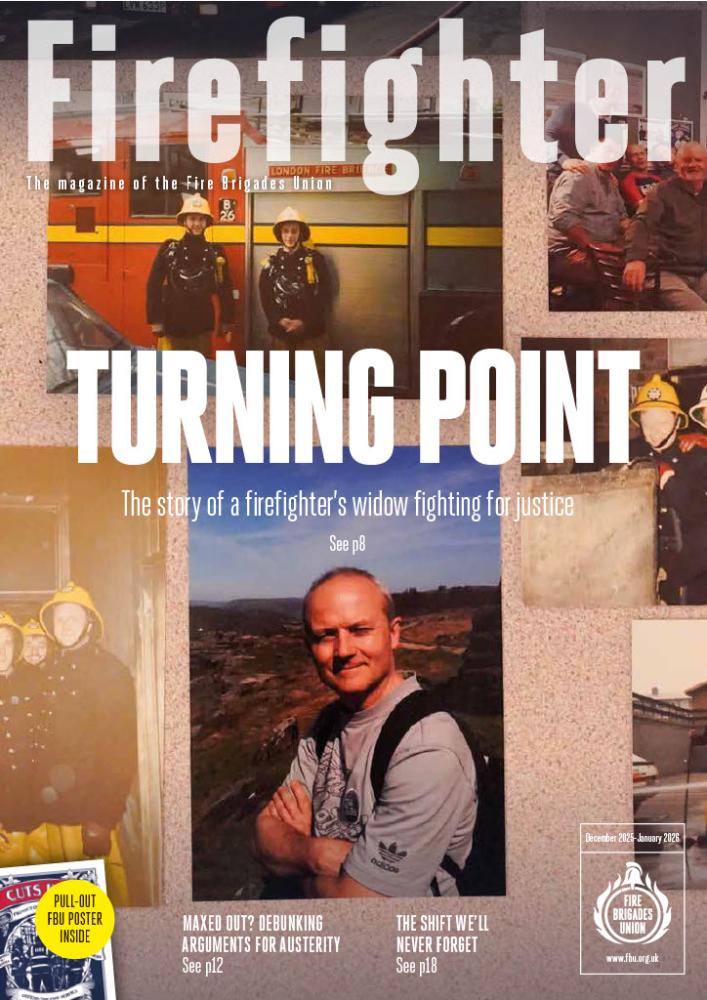 Firefighter Dec Jan 2026 cover featuring a collection of photos of a firefighters career