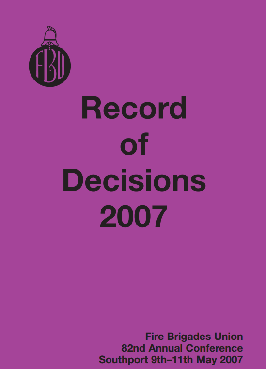 Cover Record of Decisions 2007