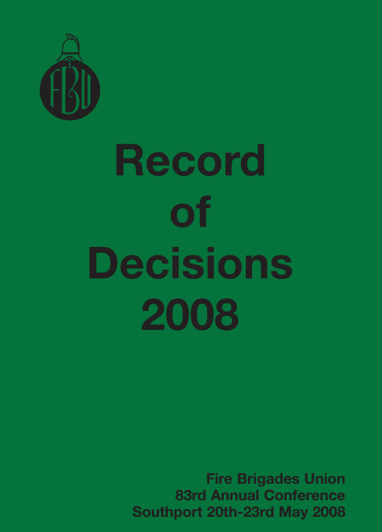 Cover Record of Decisions 2008