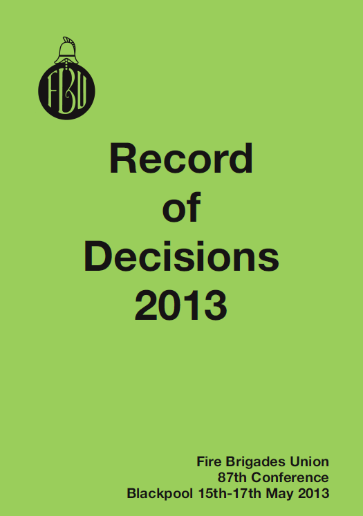 Cover Record of Decisions 2013