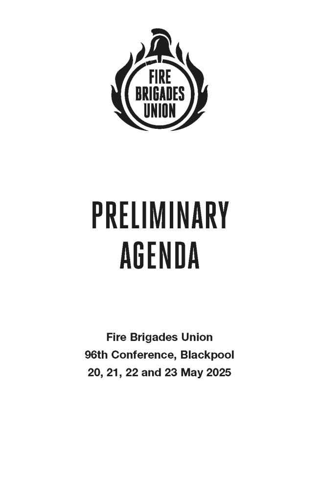 Cover of the FBU's preliminary conference agenda for 2025