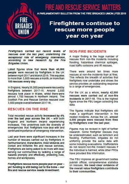 Cover Fire & Rescue Service Matters - Firefighters continue to rescue more people year on year