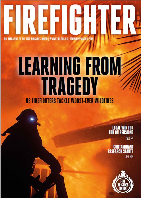 Cover Firefighter magazine, February/March 2019