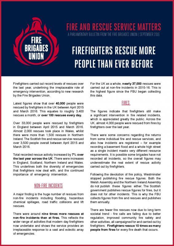 Cover Fire and Rescue Service Matters - September 2016 | Rescues