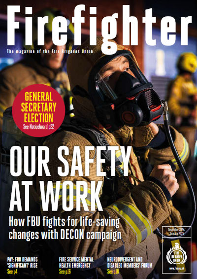 A firefighter wearing BA on the cover of the magazine
