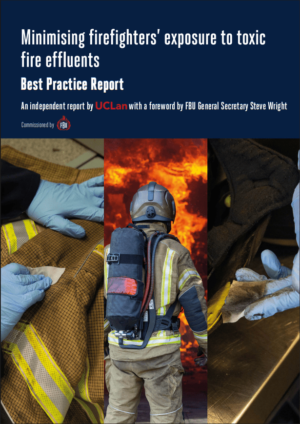 Cover image of Minimising firefighters' exposure to toxic fire effluents: best practice report