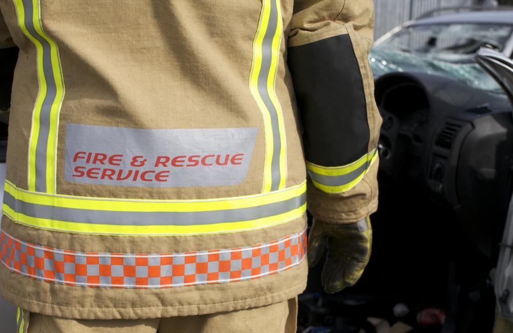 back of firefighter in uniform