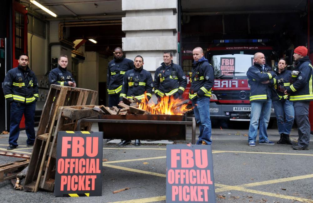 London fire station picket line 2010