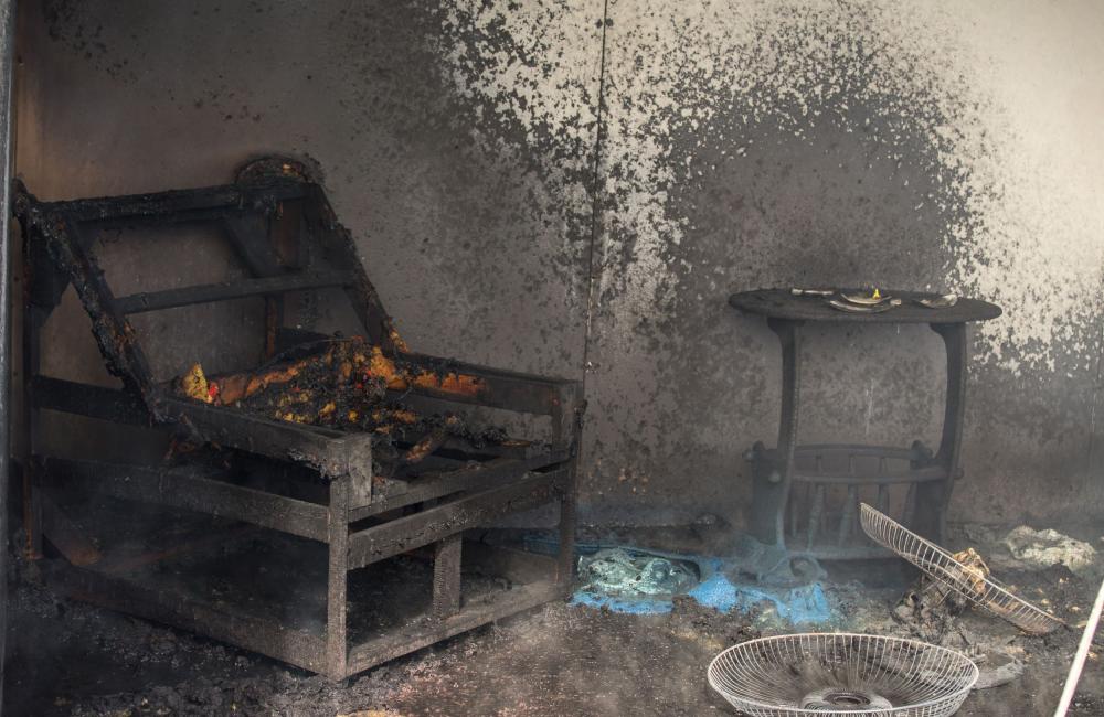 Burnt out armchair