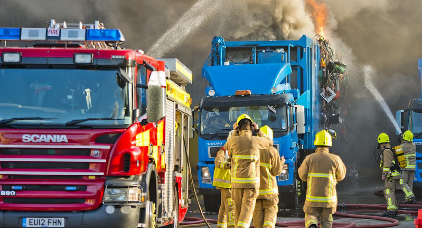Lorry fire scene