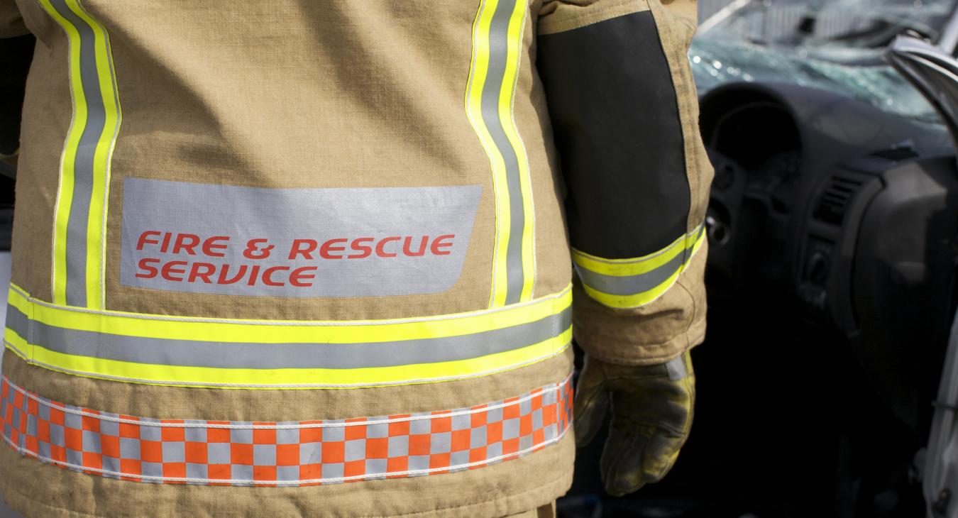 back of firefighter in uniform