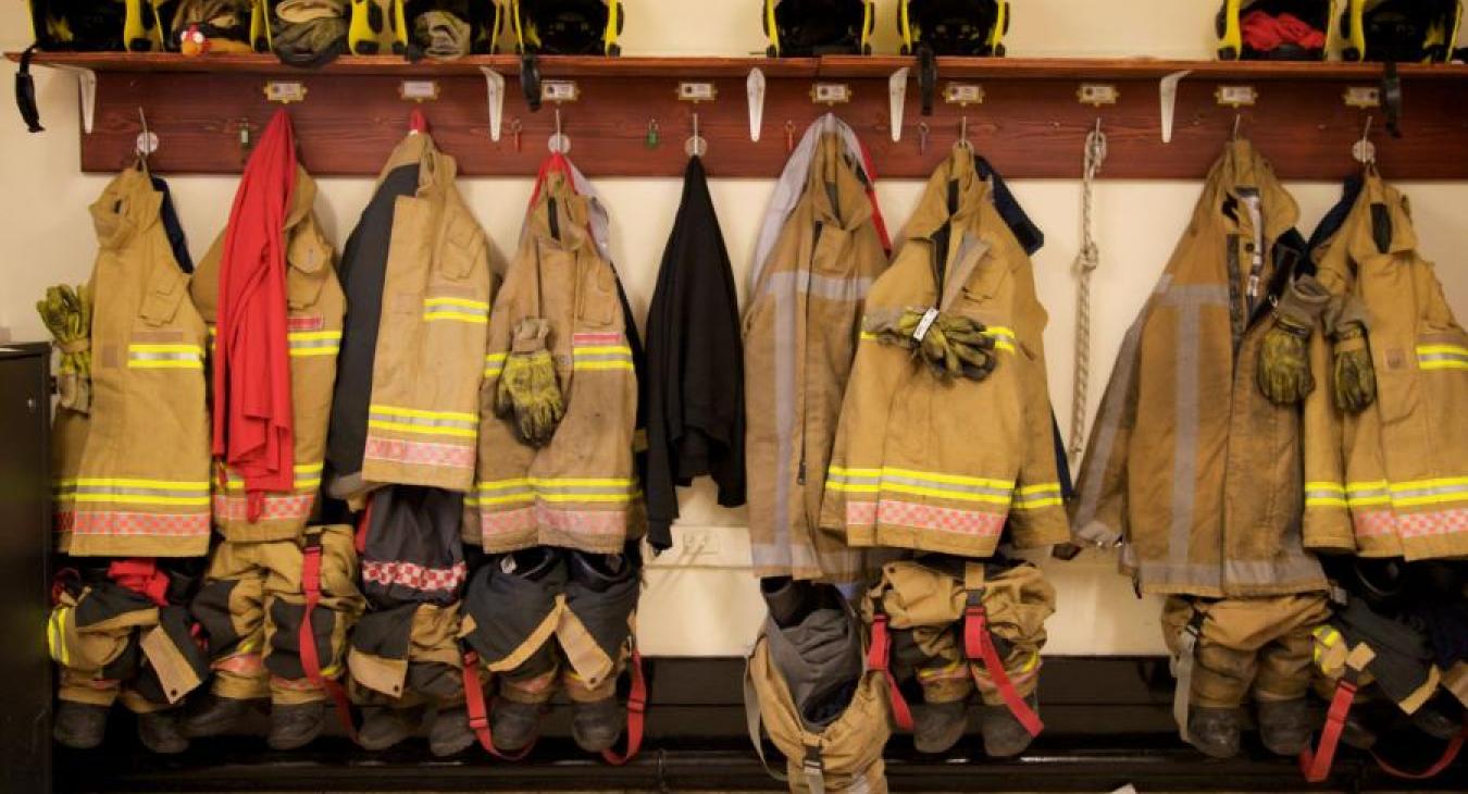 Dirty fire kit in the fire station