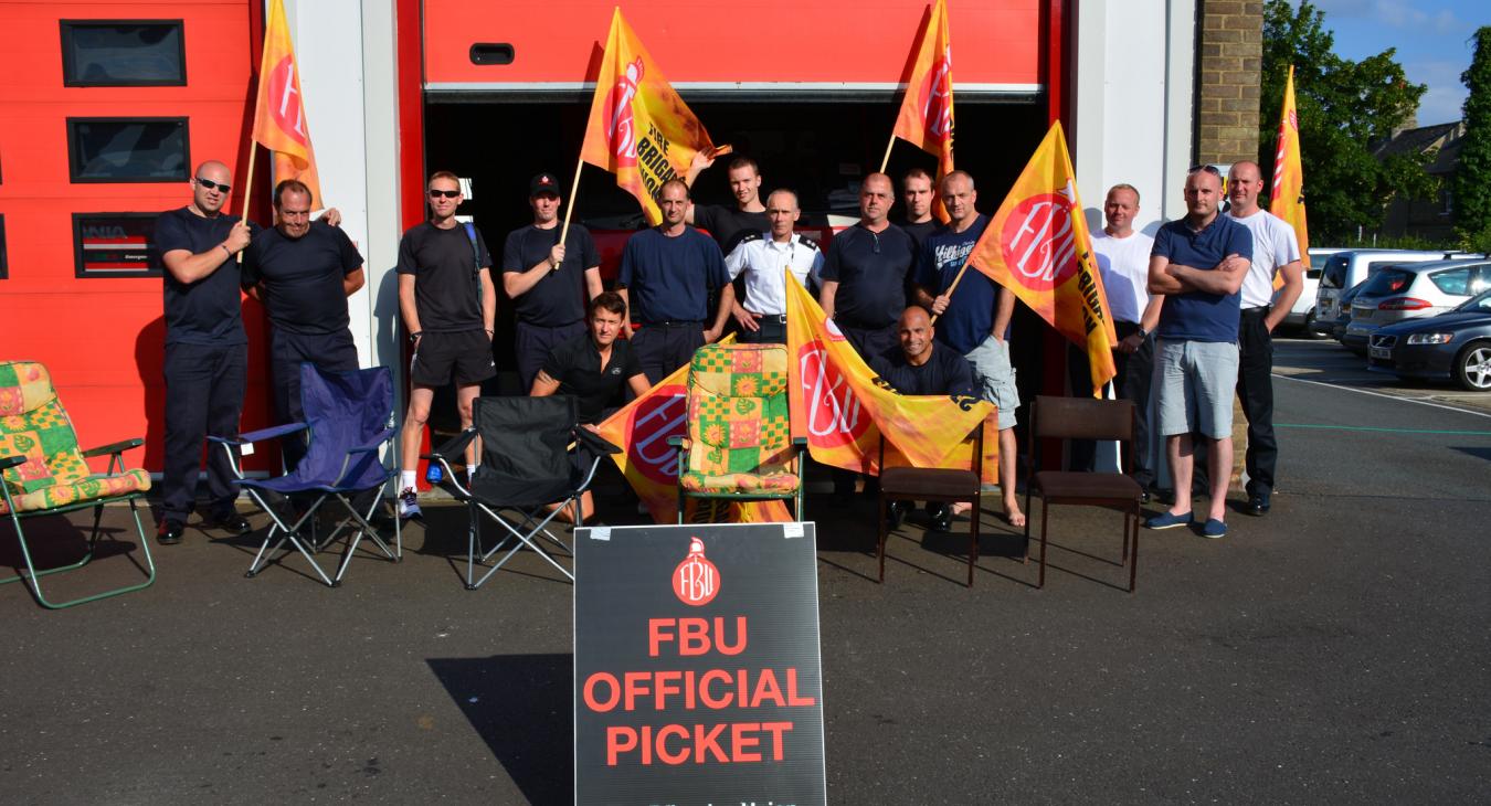 FBU official picket link outside station