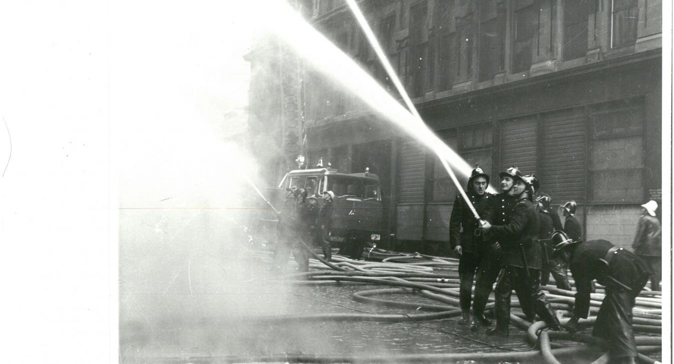 history vintage firefighters black white