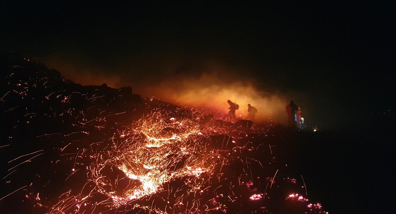 Large wildfire in the dark