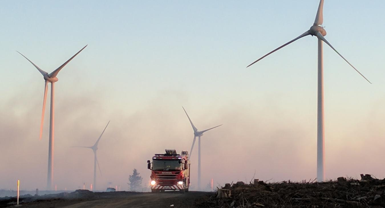 Grass and scrubland fire at a wind farm in central Scotland credit B Stutt