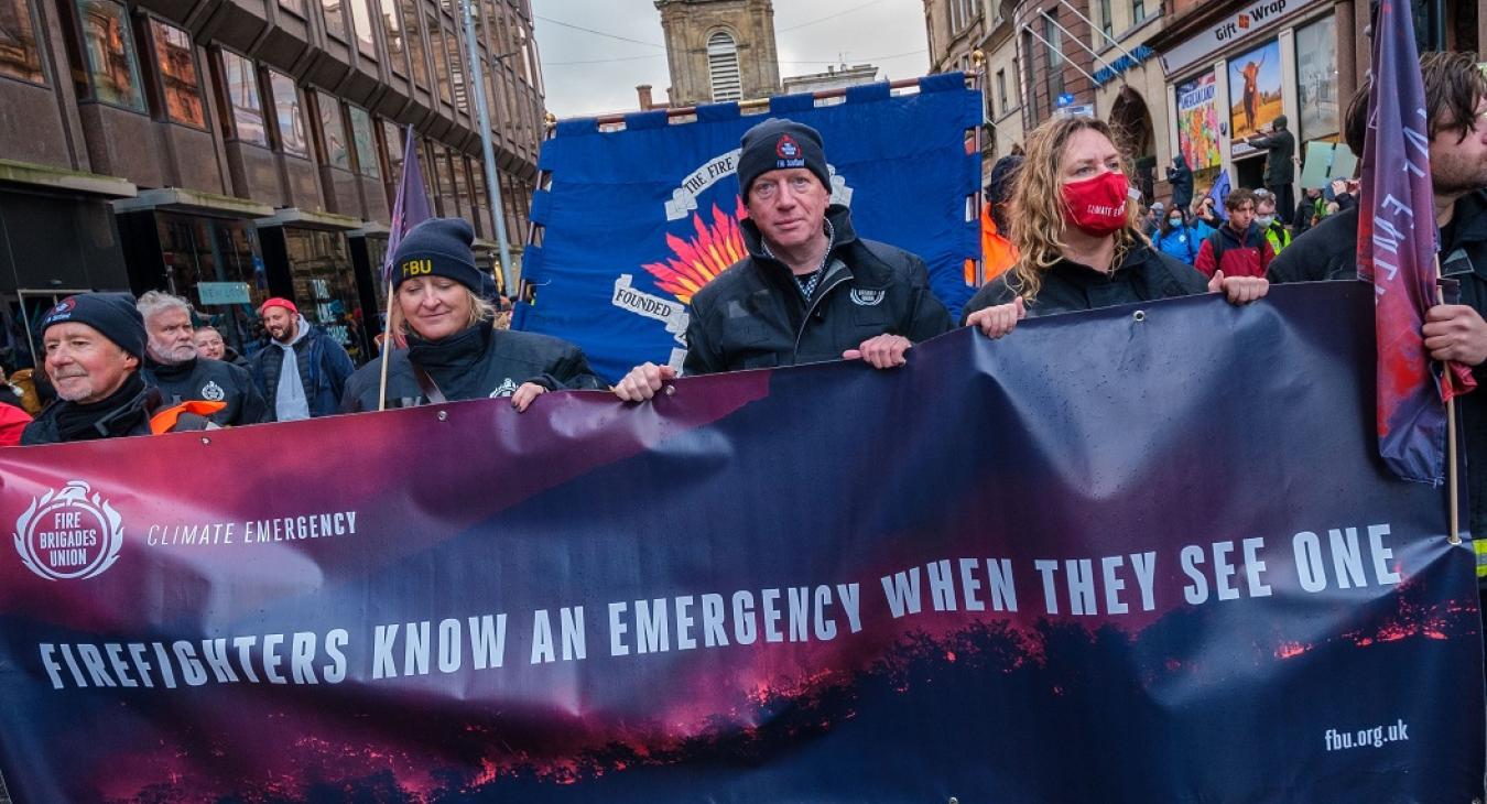 The Fire Brigades Union at a COP26 protest 