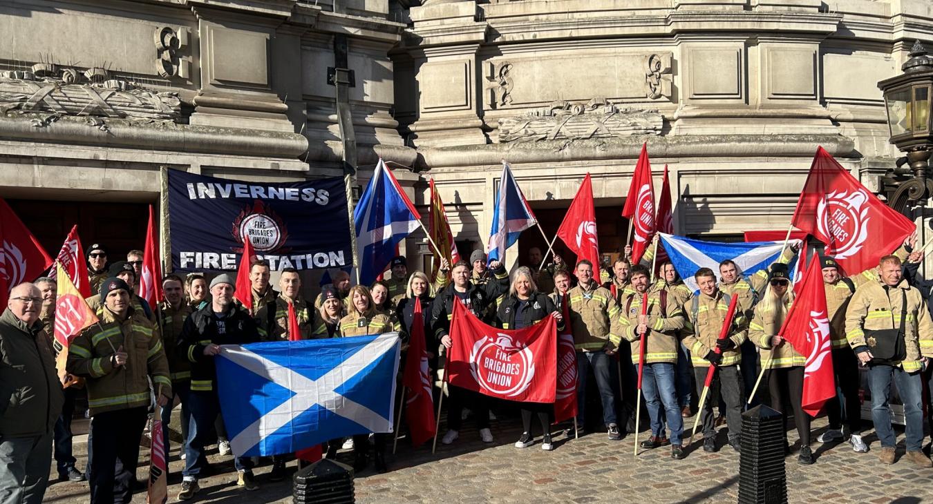 FBU members lobby the NJC on 8th February 2022