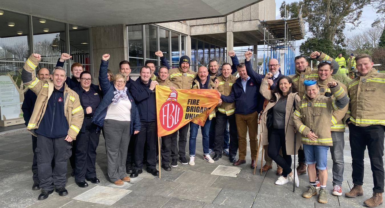 Firefighters lobby Cornwall Council Cabinet