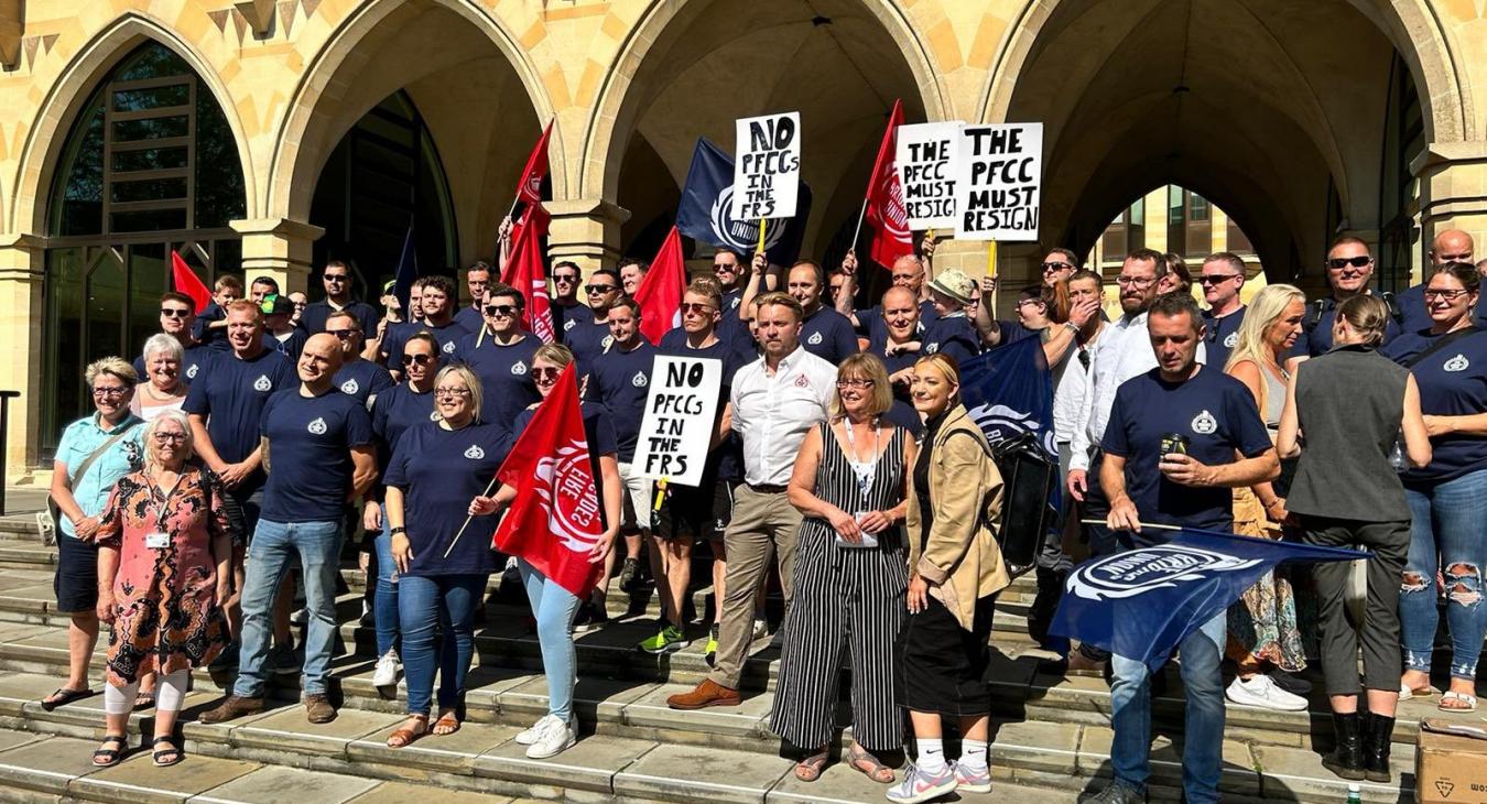 Firefighters rally outside Northampton County Hall