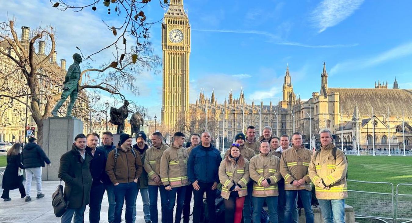 Northamptonshire firefighters gather at Parliament Square