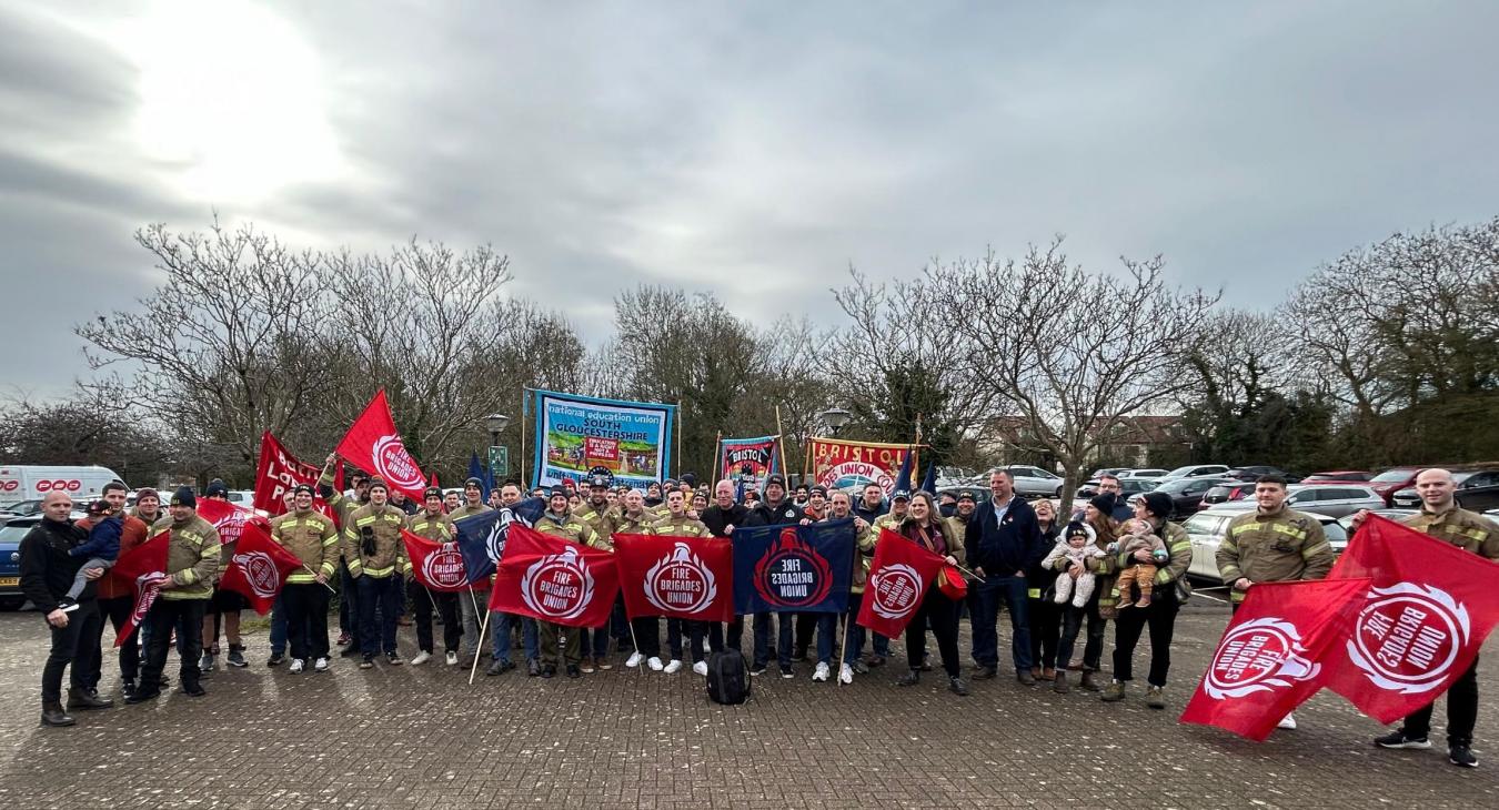 FBU members gather at rally in Avon