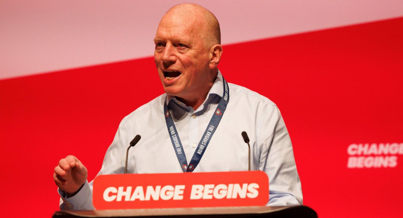 Matt wrack speaking at Labour conference podium