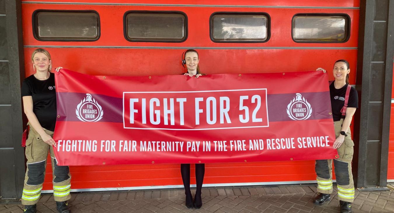 Fight 52 banner outside fire station