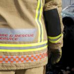 back of firefighter in uniform