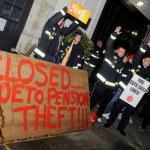 Striking firefighters for pensions 2013