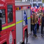 Firefighters with FBU appliance at rally 