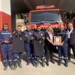 FBU officials and members with Palestinian firefighters