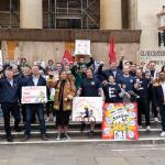 Firefighters rally outside Gloucestershire council with banners against shift pattern changes