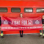 Fight 52 banner outside fire station