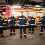 Cleveland firefighters in kit at Stockton fire station